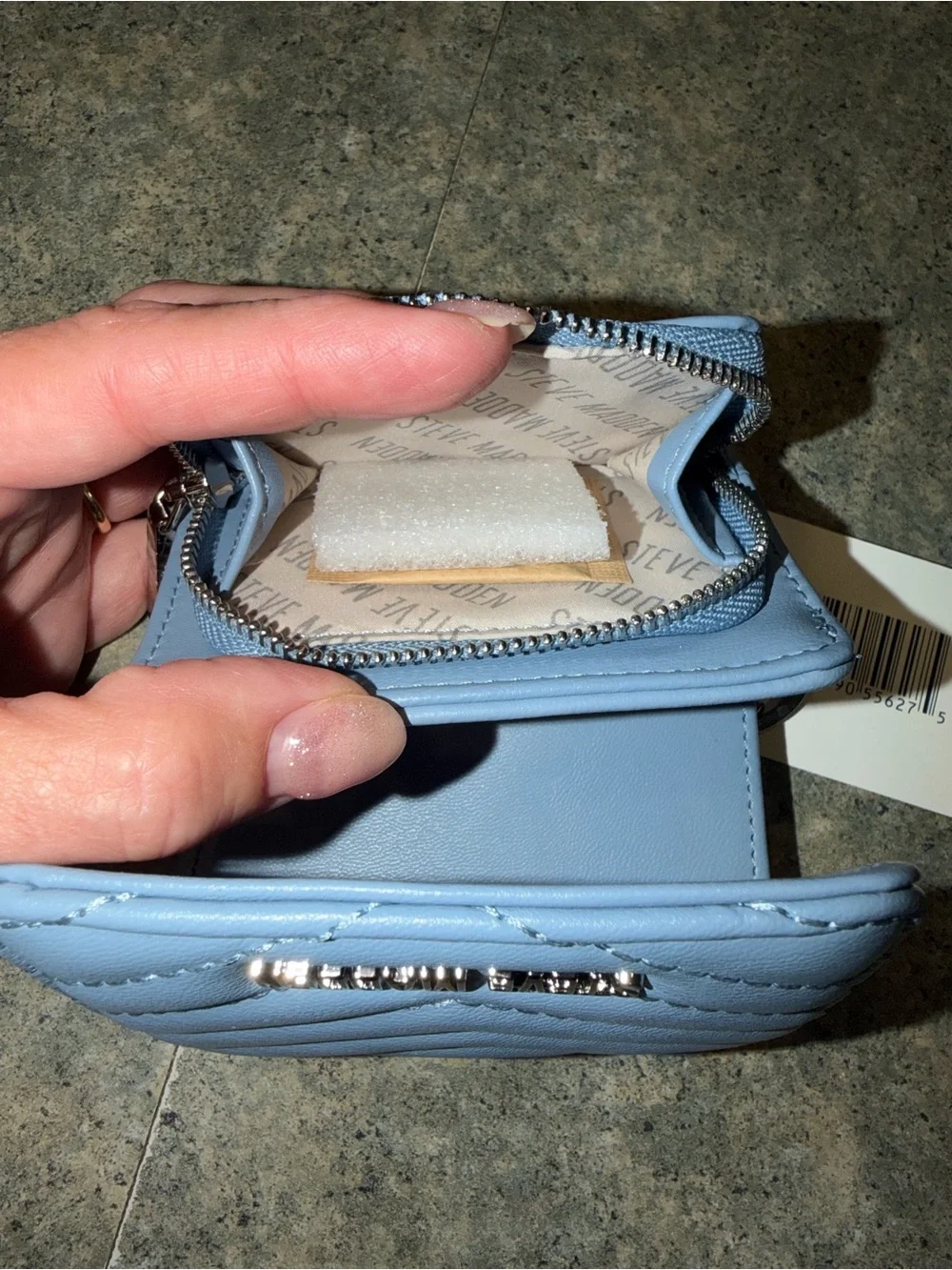 NWT Steve Madden Blue Quilted Card Case Keychain